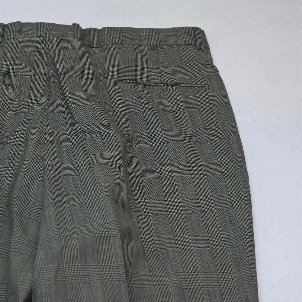 Vtg USA Made 42S 34x29 Brown Glenn Check 100% Wool Mens Jacket Pants Suit